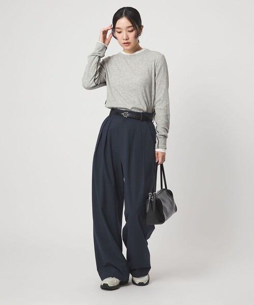 green label relaxing(グリーンレーベルリラクシング)の「【WEB限定】<at ease>シアーテレコ ロングスリーブ カットソー(Tシャツ/カットソー・レディース・ダークブラウン/ブラック/ホワイト/ライトグレー・FREE)」の18枚目の写真