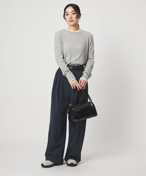 green label relaxing(グリーンレーベルリラクシング)の「【WEB限定】<at ease>シアーテレコ ロングスリーブ カットソー(Tシャツ/カットソー・レディース・ダークブラウン/ブラック/ホワイト/ライトグレー・FREE)」の19枚目の写真