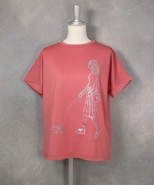 STUDIO PICONE(スタジオピッコーネ)の「箔プリント冷感プルオーバー(Tシャツ/カットソー・レディース・ブラック/ホワイト/ピンク/ブラウン・LL/L/M)」の4枚目の写真