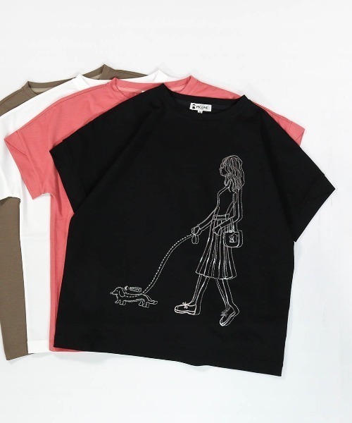 STUDIO PICONE(スタジオピッコーネ)の「箔プリント冷感プルオーバー(Tシャツ/カットソー・レディース・ブラック/ホワイト/ピンク/ブラウン・LL/L/M)」の2枚目の写真