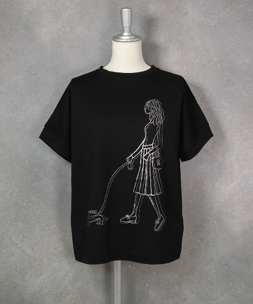 STUDIO PICONE(スタジオピッコーネ)の「箔プリント冷感プルオーバー(Tシャツ/カットソー・レディース・ブラック/ホワイト/ピンク/ブラウン・LL/L/M)」の5枚目の写真