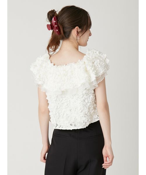 FRAY I.D（フレイアイディー）の「３Dフラワーカットチュールオフショルブラウス（シャツ/ブラウス・レディース・ブラック/ホワイト・F）」の3枚目の写真