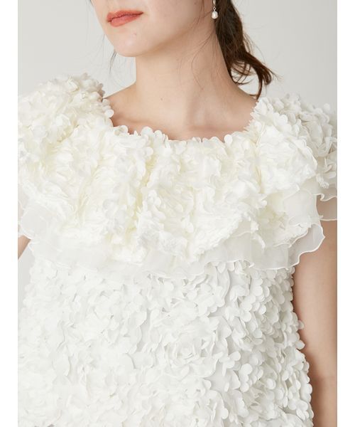 FRAY I.D（フレイアイディー）の「３Dフラワーカットチュールオフショルブラウス（シャツ/ブラウス・レディース・ブラック/ホワイト・F）」の5枚目の写真