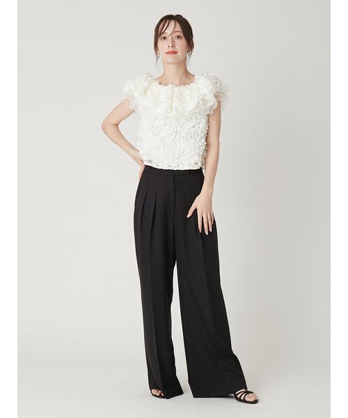 FRAY I.D（フレイアイディー）の「３Dフラワーカットチュールオフショルブラウス（シャツ/ブラウス・レディース・ブラック/ホワイト・F）」の8枚目の写真