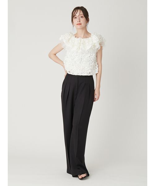 FRAY I.D（フレイアイディー）の「３Dフラワーカットチュールオフショルブラウス（シャツ/ブラウス・レディース・ブラック/ホワイト・F）」の9枚目の写真