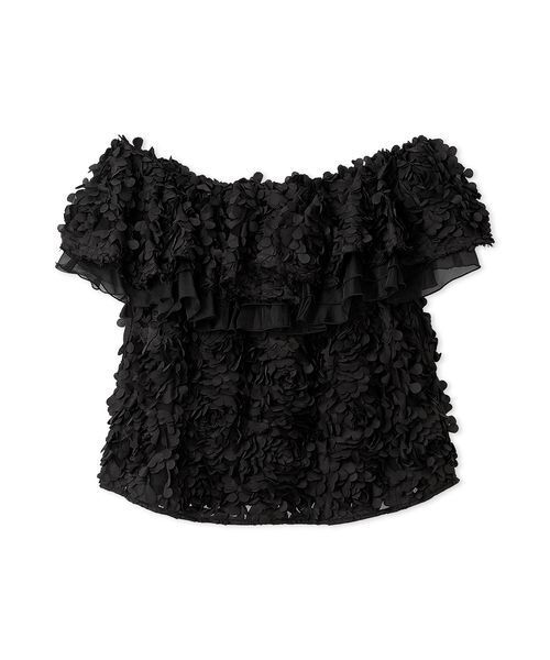 FRAY I.D（フレイアイディー）の「３Dフラワーカットチュールオフショルブラウス（シャツ/ブラウス・レディース・ブラック/ホワイト・F）」の16枚目の写真