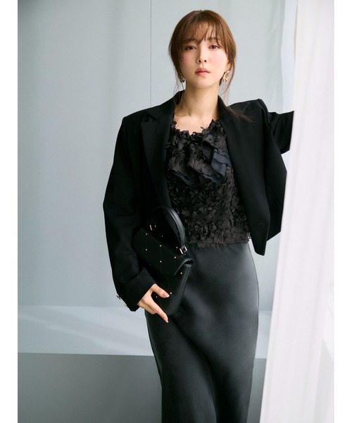 FRAY I.D（フレイアイディー）の「３Dフラワーカットチュールオフショルブラウス（シャツ/ブラウス・レディース・ブラック/ホワイト・F）」の13枚目の写真