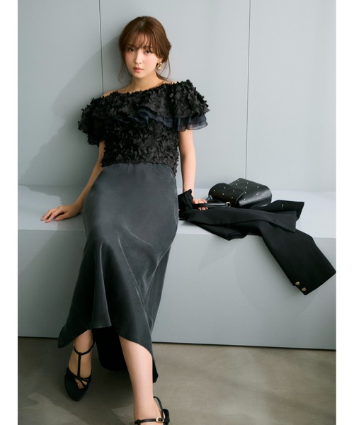 FRAY I.D（フレイアイディー）の「３Dフラワーカットチュールオフショルブラウス（シャツ/ブラウス・レディース・ブラック/ホワイト・F）」の15枚目の写真