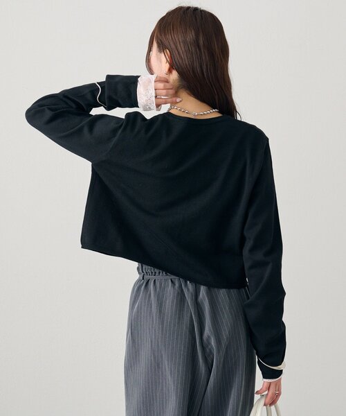 mystic（ミスティック）の「【ワンポイントチャーム付き】デイリーショートカーディガン（カーディガン/ボレロ・レディース・グレー/レッド/ピンク/グリーン/アイボリー/ブラック・FREE）」の17枚目の写真