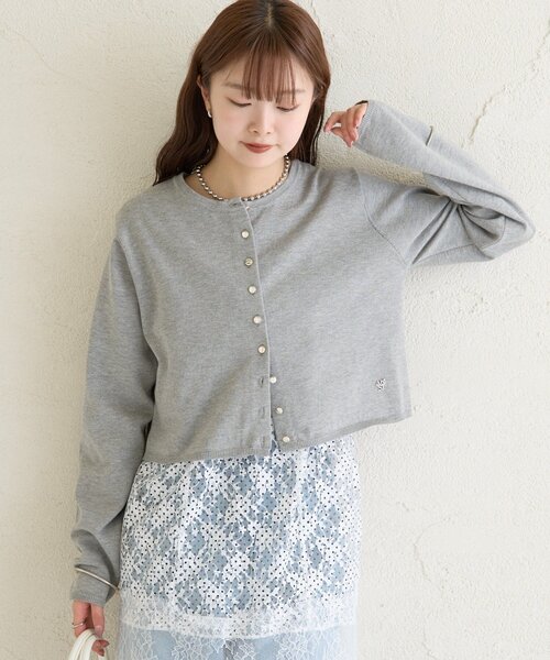 mystic（ミスティック）の「【ワンポイントチャーム付き】デイリーショートカーディガン（カーディガン/ボレロ・レディース・グレー/レッド/ピンク/グリーン/アイボリー/ブラック・FREE）」の19枚目の写真