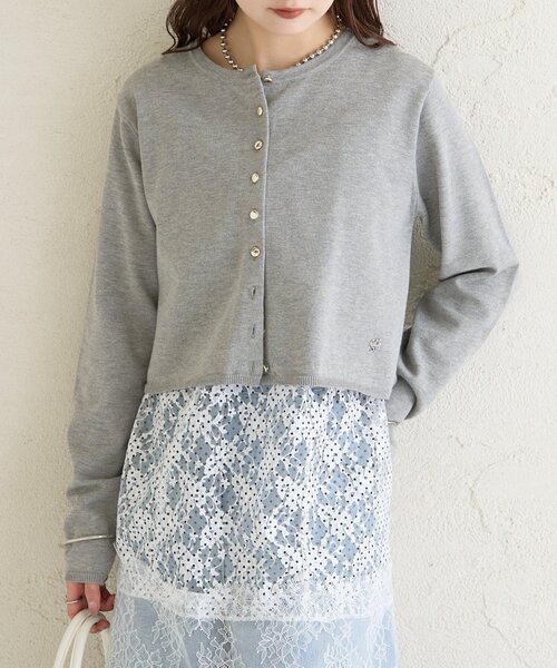 mystic（ミスティック）の「【ワンポイントチャーム付き】デイリーショートカーディガン（カーディガン/ボレロ・レディース・グレー/レッド/ピンク/グリーン/アイボリー/ブラック・FREE）」の20枚目の写真