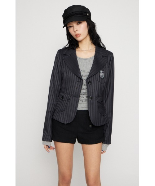 LAGUA GEM（ラグアジェム）の「WAPPEN COMPACT ジャケット（テーラードジャケット・レディース・グレー/ネイビー・FREE）」の4枚目の写真