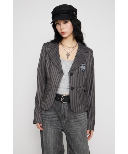 LAGUA GEM（ラグアジェム）の「WAPPEN COMPACT ジャケット（テーラードジャケット・レディース・グレー/ネイビー・FREE）」の9枚目の写真