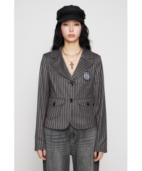 LAGUA GEM（ラグアジェム）の「WAPPEN COMPACT ジャケット（テーラードジャケット・レディース・グレー/ネイビー・FREE）」の12枚目の写真