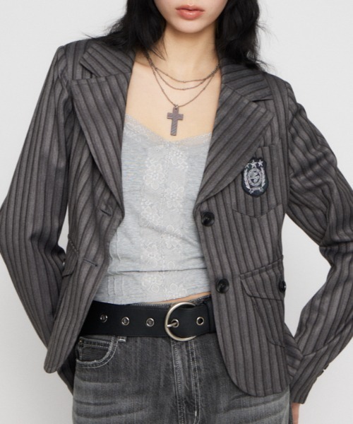 LAGUA GEM（ラグアジェム）の「WAPPEN COMPACT ジャケット（テーラードジャケット・レディース・グレー/ネイビー・FREE）」の18枚目の写真