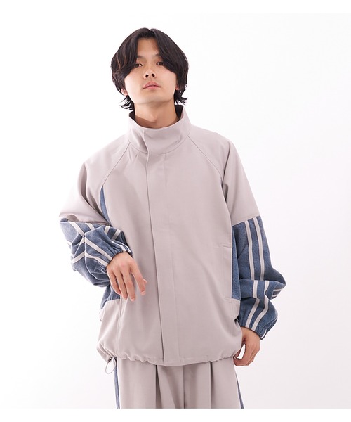 Nora Lily(ノラリリー)の「【Nora Lily】Denim Combo Track Line Loose Blouson(ブルゾン・メンズ・グレー/ブラック・FREE)」の1枚目の写真