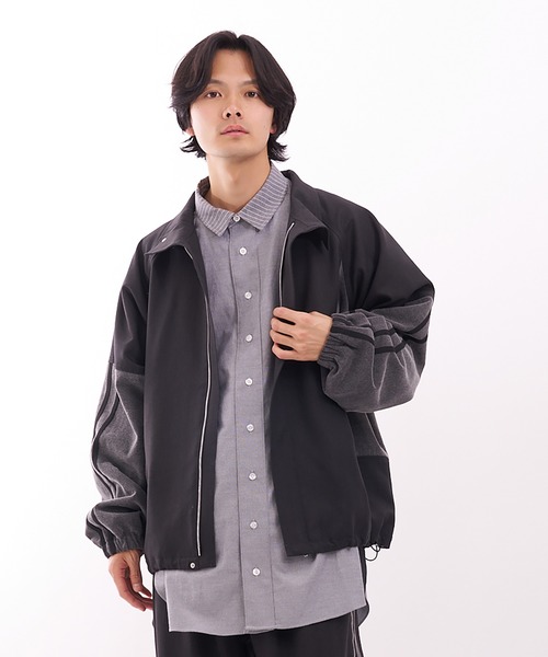 Nora Lily(ノラリリー)の「【Nora Lily】Denim Combo Track Line Loose Blouson(ブルゾン・メンズ・グレー/ブラック・FREE)」の2枚目の写真