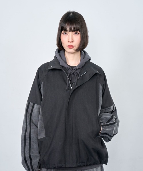 Nora Lily(ノラリリー)の「【Nora Lily】Denim Combo Track Line Loose Blouson(ブルゾン・メンズ・グレー/ブラック・FREE)」の3枚目の写真