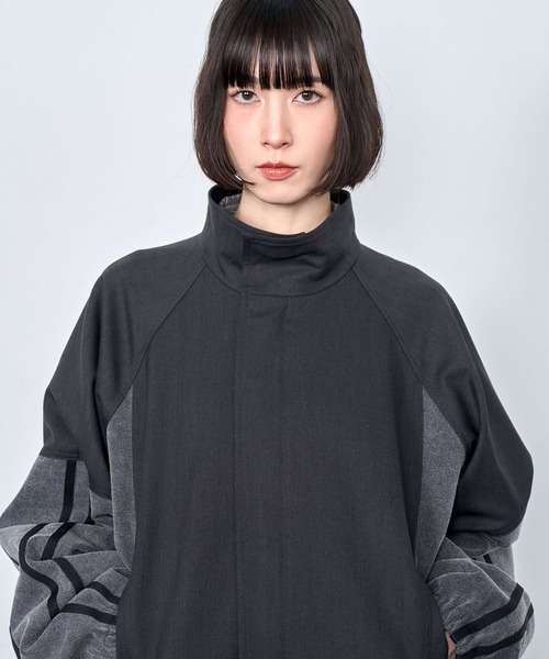 Nora Lily(ノラリリー)の「【Nora Lily】Denim Combo Track Line Loose Blouson(ブルゾン・メンズ・グレー/ブラック・FREE)」の5枚目の写真