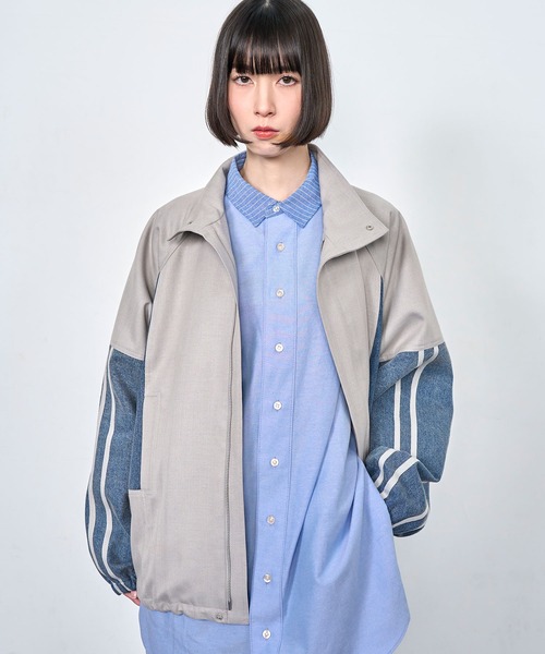 Nora Lily(ノラリリー)の「【Nora Lily】Denim Combo Track Line Loose Blouson(ブルゾン・メンズ・グレー/ブラック・FREE)」の14枚目の写真