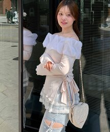 OLIVE des OLIVE | 【インフルエンサー企画】yui ちゅるふわリボンオフショルトップス(Tシャツ/カットソー)