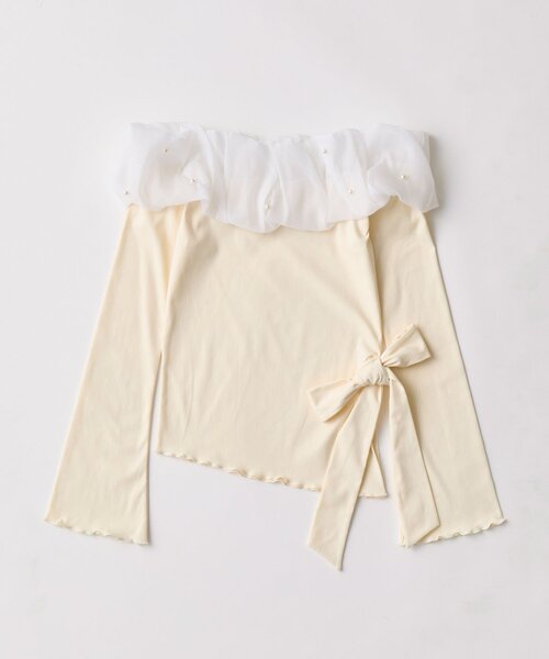 OLIVE des OLIVE(オリーブデオリーブ)の「【インフルエンサー企画】yui ちゅるふわリボンオフショルトップス(Tシャツ/カットソー・レディース・グレー/ピンク/アイボリー・FREE)」の16枚目の写真