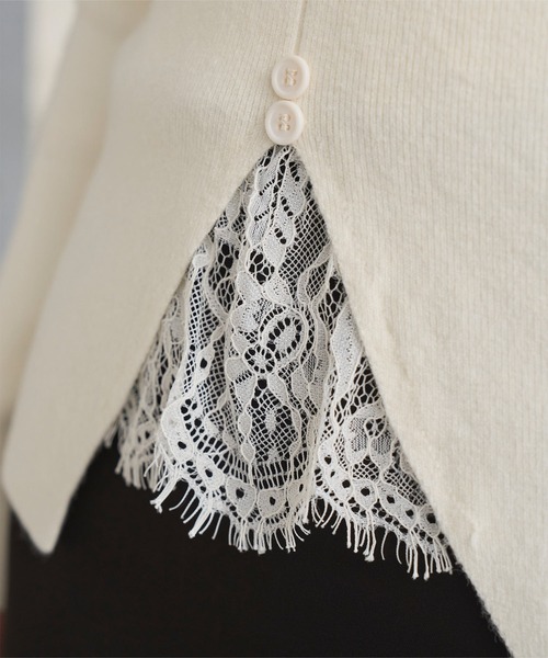 KOBE LETTUCE（コウベレタス）の「レースドッキングニット（ニット/セーター・レディース・ブラック/アイボリー/ピンク・M）」の14枚目の写真