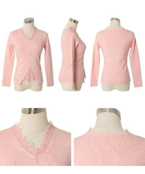 KOBE LETTUCE（コウベレタス）の「レースドッキングニット（ニット/セーター・レディース・ブラック/アイボリー/ピンク・M）」の9枚目の写真