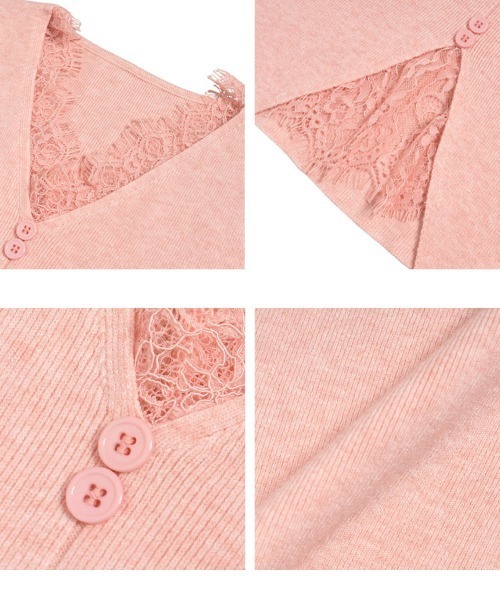 KOBE LETTUCE（コウベレタス）の「レースドッキングニット（ニット/セーター・レディース・ブラック/アイボリー/ピンク・M）」の10枚目の写真