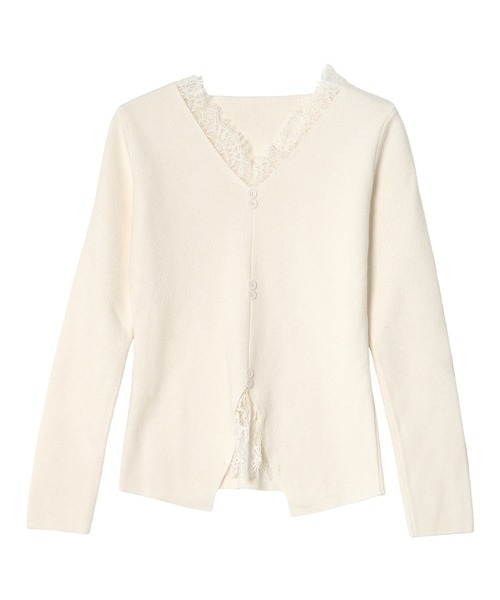 KOBE LETTUCE（コウベレタス）の「レースドッキングニット（ニット/セーター・レディース・ブラック/アイボリー/ピンク・M）」の11枚目の写真