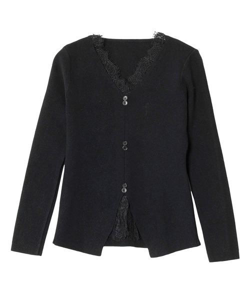 KOBE LETTUCE（コウベレタス）の「レースドッキングニット（ニット/セーター・レディース・ブラック/アイボリー/ピンク・M）」の12枚目の写真