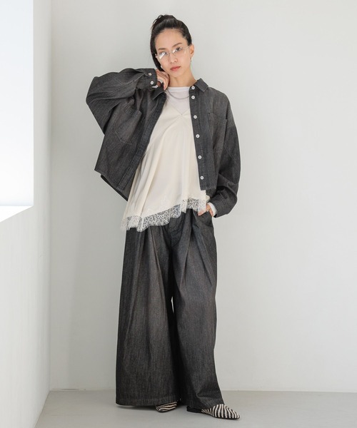 HEREIAM(ヘレイアム)の「【HEREIAM】MIDデニムバギーパンツ(デニムパンツ・レディース・ブラック/インディゴブルー・MEDIUM/SMALL)」の6枚目の写真