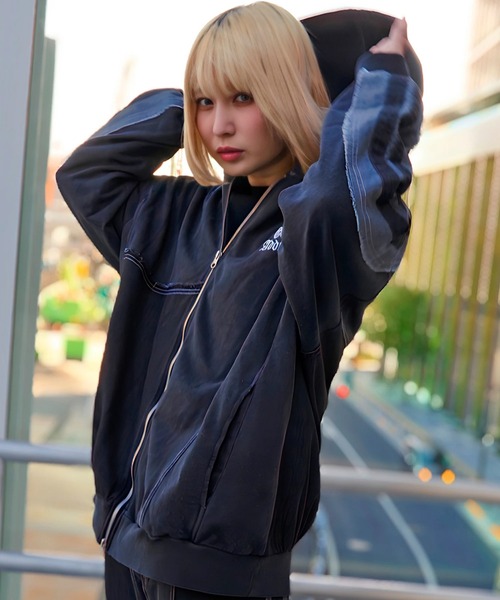 GALLIS ADDICTION(ガリスアディクション)の「GA 切替DENIM ZIP HOODIE(パーカー・メンズ・ブラック系/インディゴブルー・L/M)」の6枚目の写真