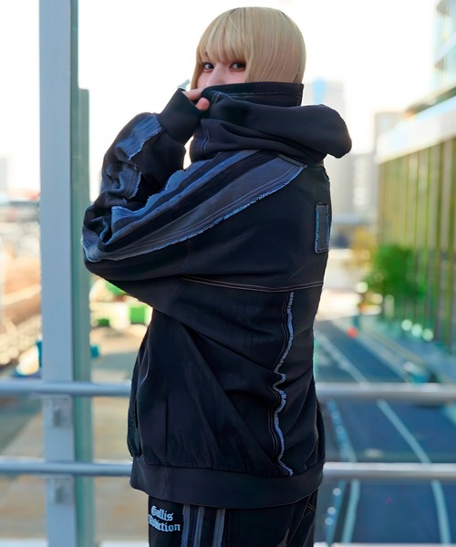 GALLIS ADDICTION(ガリスアディクション)の「GA 切替DENIM ZIP HOODIE(パーカー・メンズ・ブラック系/インディゴブルー・L/M)」の7枚目の写真
