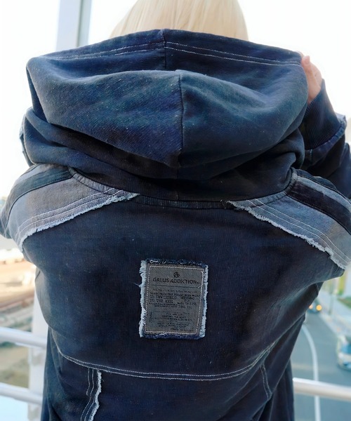 GALLIS ADDICTION(ガリスアディクション)の「GA 切替DENIM ZIP HOODIE(パーカー・メンズ・ブラック系/インディゴブルー・L/M)」の11枚目の写真