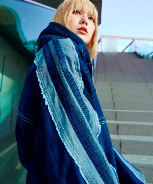 GALLIS ADDICTION(ガリスアディクション)の「GA 切替DENIM ZIP HOODIE(パーカー・メンズ・ブラック系/インディゴブルー・L/M)」の17枚目の写真