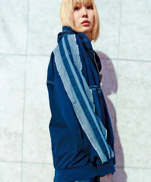 GALLIS ADDICTION(ガリスアディクション)の「GA 切替DENIM ZIP HOODIE(パーカー・メンズ・ブラック系/インディゴブルー・L/M)」の14枚目の写真