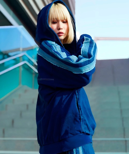 GALLIS ADDICTION(ガリスアディクション)の「GA 切替DENIM ZIP HOODIE(パーカー・メンズ・ブラック系/インディゴブルー・L/M)」の19枚目の写真