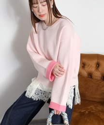 〈ZOZO限定カラー〉ダブルフェイス配色クルーネックニットプルオーバー