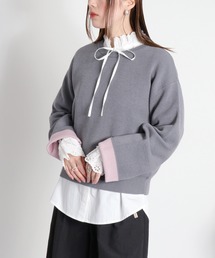〈ZOZO限定カラー〉ダブルフェイス配色クルーネックニットプルオーバー