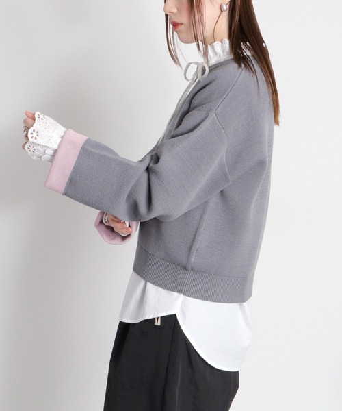 cepo（セポ）の「〈ZOZO限定カラー〉ダブルフェイス配色クルーネックニットプルオーバー（ニット/セーター・レディース・グレー/チャコール/ピンク/オフホワイト・M）」の19枚目の写真