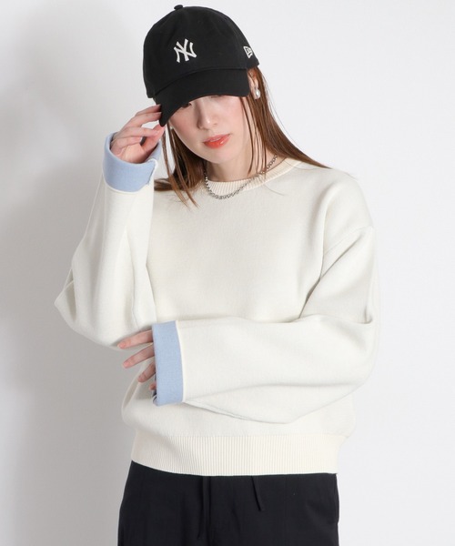 cepo（セポ）の「〈ZOZO限定カラー〉ダブルフェイス配色クルーネックニットプルオーバー（ニット/セーター・レディース・グレー/チャコール/ピンク/オフホワイト・M）」の22枚目の写真