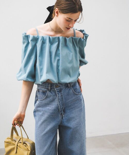 RETRO GIRL(レトロガール)の「【WEB限定カラー追加】バルーンオフショルBL(シャツ/ブラウス・レディース・ブラック/ブルー/ナチュラル/イエロー・FREE)」の21枚目の写真