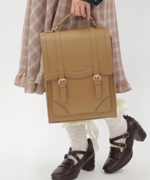 axes femme POETIQUE(アクシーズファムポエティック)の「3WAYサッチェルバッグ(バックパック/リュック・レディース・ブラック/キャメル・MEDIUM)」の2枚目の写真