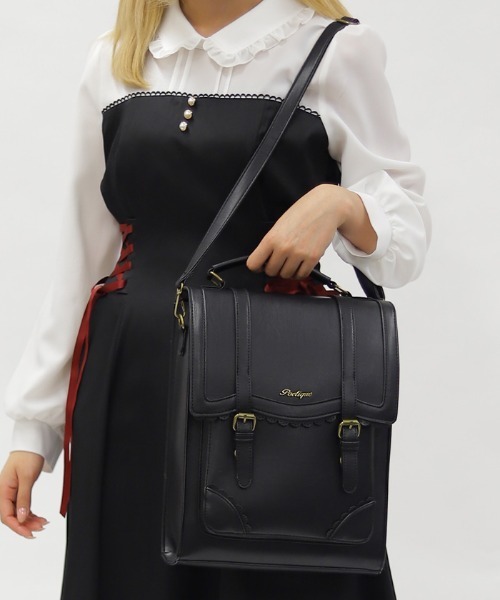 axes femme POETIQUE(アクシーズファムポエティック)の「3WAYサッチェルバッグ(バックパック/リュック・レディース・ブラック/キャメル・MEDIUM)」の1枚目の写真
