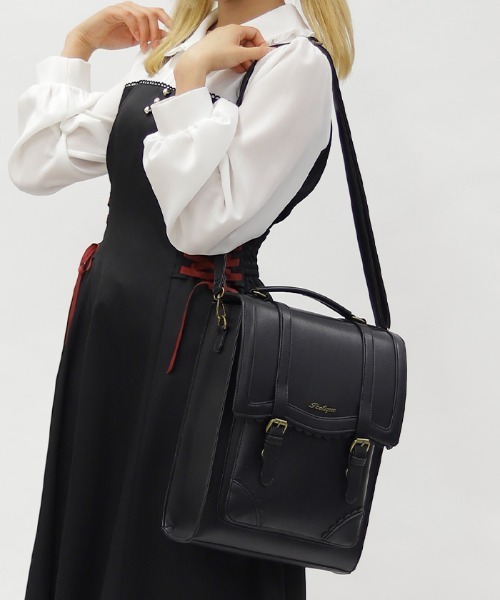 axes femme POETIQUE(アクシーズファムポエティック)の「3WAYサッチェルバッグ(バックパック/リュック・レディース・ブラック/キャメル・MEDIUM)」の4枚目の写真
