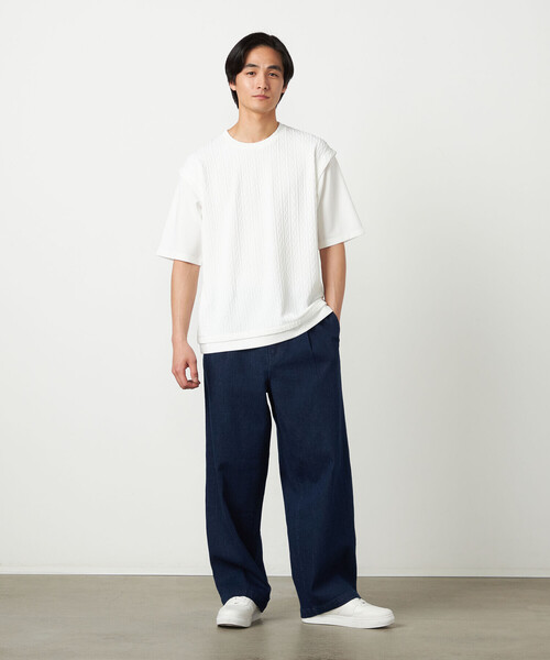 COMME CA ISM(コムサイズム)の「ケーブルレイヤードTシャツ(Tシャツ/カットソー・メンズ・グレー/ホワイト/ミント/ネイビー・LARGE/MEDIUM)」の5枚目の写真