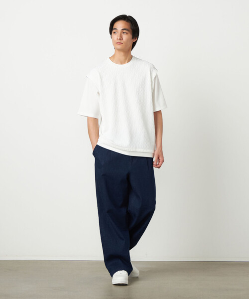 COMME CA ISM(コムサイズム)の「ケーブルレイヤードTシャツ(Tシャツ/カットソー・メンズ・グレー/ホワイト/ミント/ネイビー・LARGE/MEDIUM)」の6枚目の写真