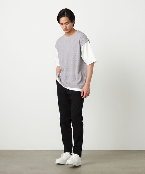 COMME CA ISM(コムサイズム)の「ケーブルレイヤードTシャツ(Tシャツ/カットソー・メンズ・グレー/ホワイト/ミント/ネイビー・LARGE/MEDIUM)」の10枚目の写真