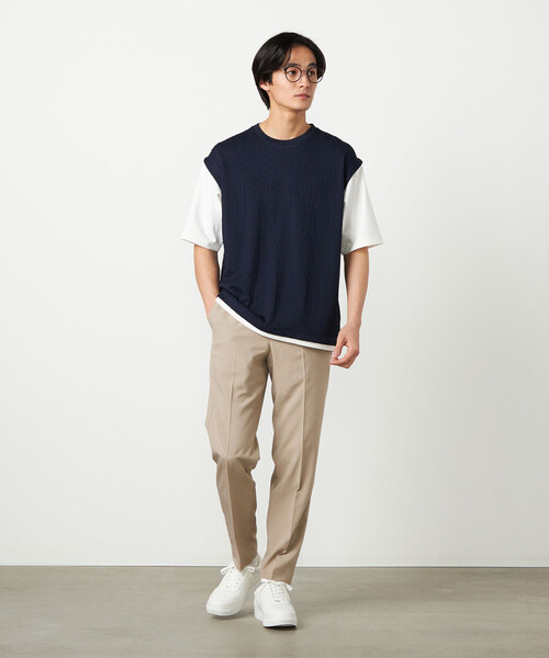 COMME CA ISM(コムサイズム)の「ケーブルレイヤードTシャツ(Tシャツ/カットソー・メンズ・グレー/ホワイト/ミント/ネイビー・LARGE/MEDIUM)」の14枚目の写真